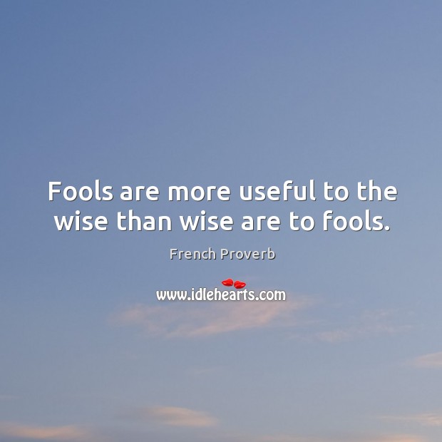 Fools are more useful to the wise than wise are to fools. French Proverbs Image