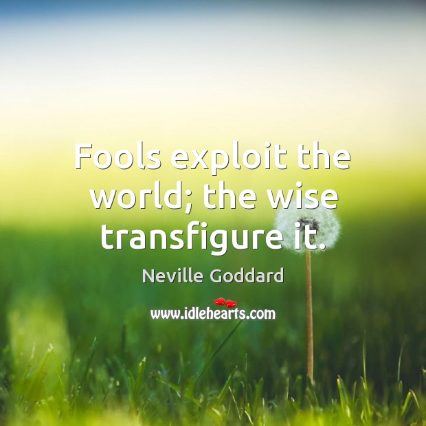 Fools exploit the world; the wise transfigure it. Neville Goddard Picture Quote