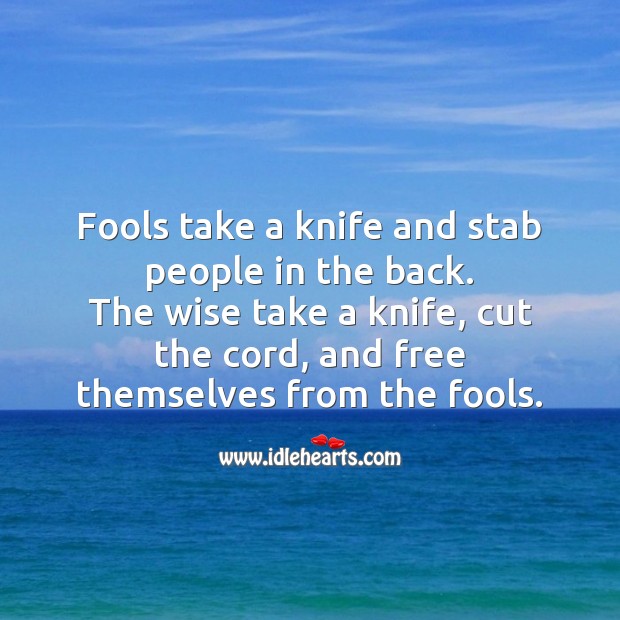 Fools take a knife and stab people in the back. Image