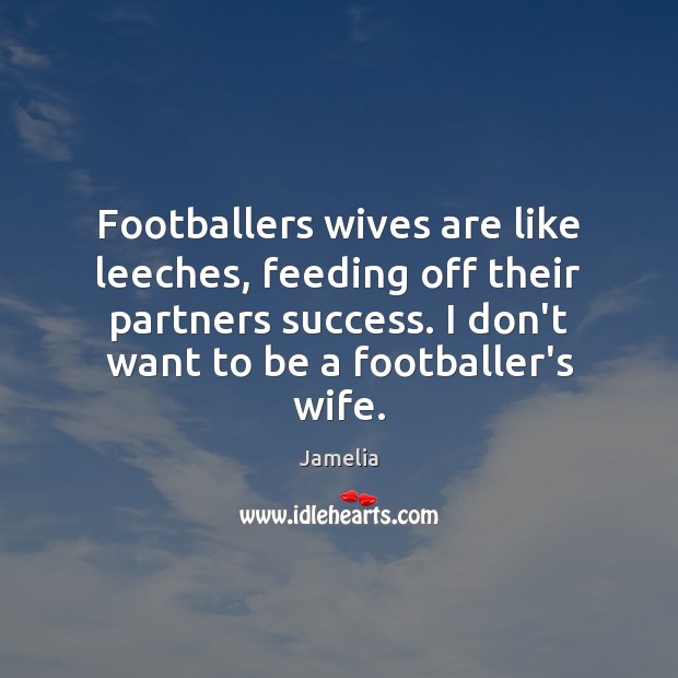 Footballers wives are like leeches, feeding off their partners success. I don’t Image