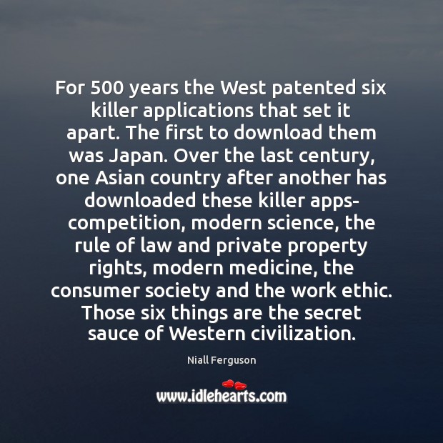 For 500 years the West patented six killer applications that set it apart. Image