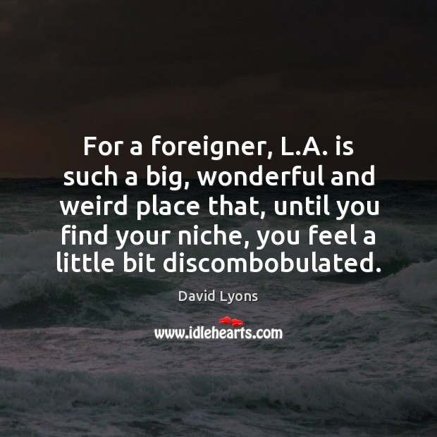 For a foreigner, L.A. is such a big, wonderful and weird David Lyons Picture Quote