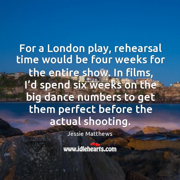 For a london play, rehearsal time would be four weeks for the entire show. Image