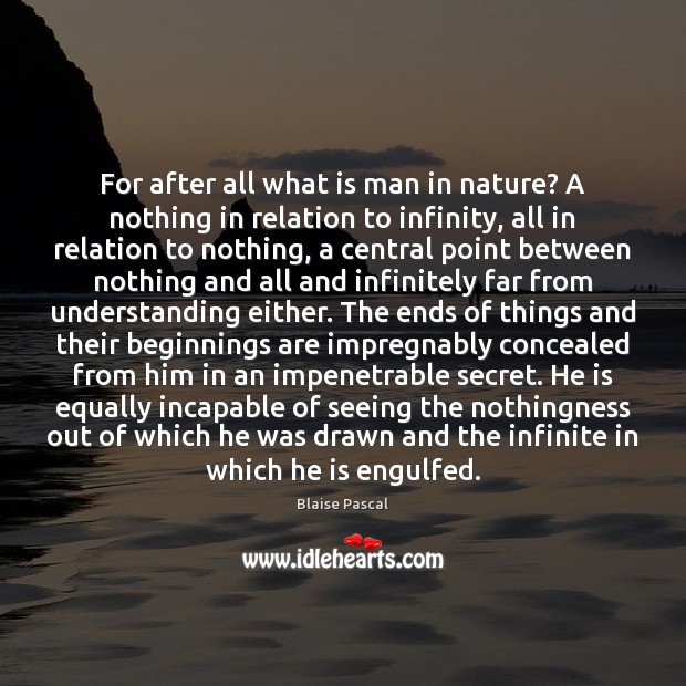 For after all what is man in nature? A nothing in relation 