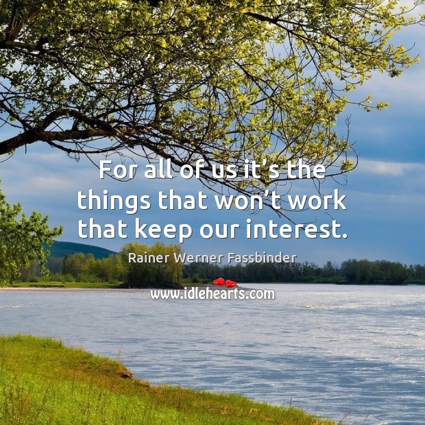 For all of us it’s the things that won’t work that keep our interest. Rainer Werner Fassbinder Picture Quote