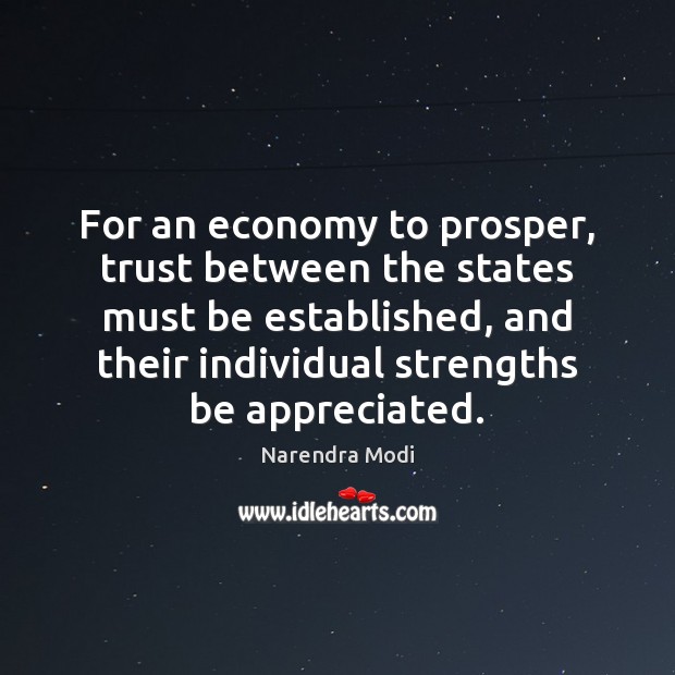 For an economy to prosper, trust between the states must be established, Economy Quotes Image