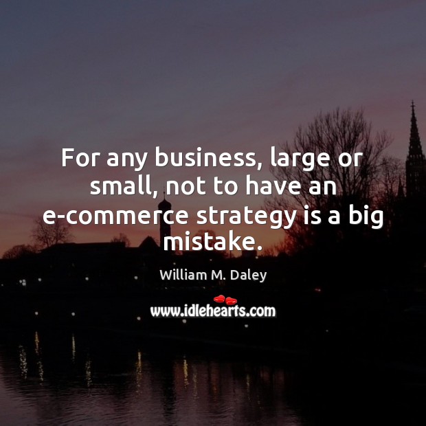 For any business, large or small, not to have an e-commerce strategy is a big mistake. William M. Daley Picture Quote