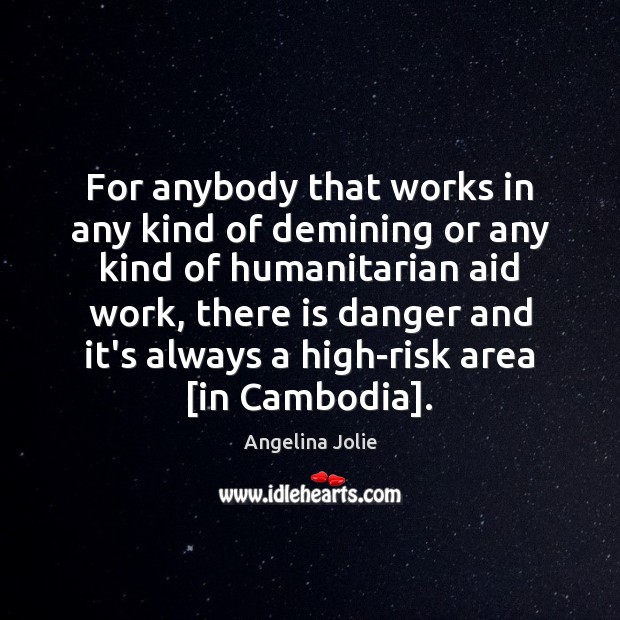 For anybody that works in any kind of demining or any kind Angelina Jolie Picture Quote