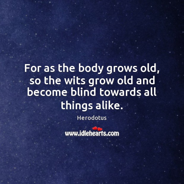 For as the body grows old, so the wits grow old and become blind towards all things alike. Image