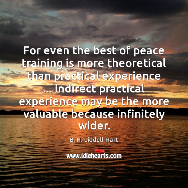 For even the best of peace training is more theoretical than practical B. H. Liddell Hart Picture Quote