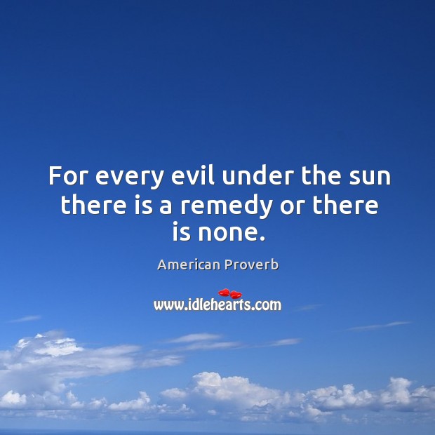 For every evil under the sun there is a remedy or there is none. American Proverbs Image