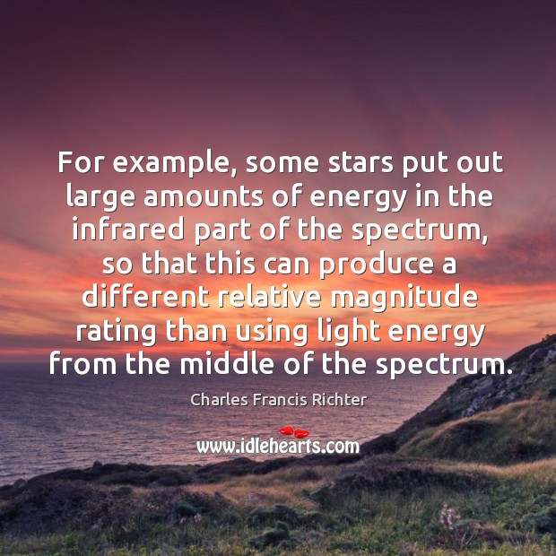 For example, some stars put out large amounts of energy in the infrared part Charles Francis Richter Picture Quote