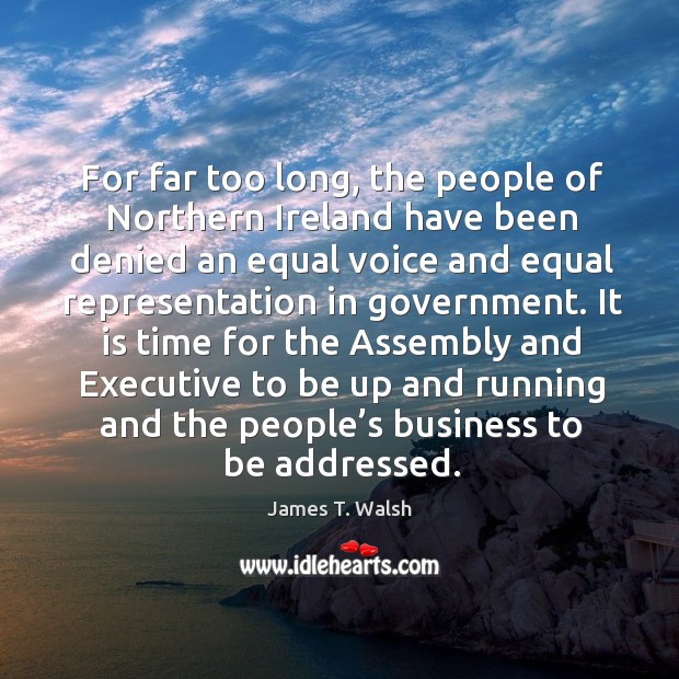 For far too long, the people of northern ireland have been denied an equal voice and equal James T. Walsh Picture Quote