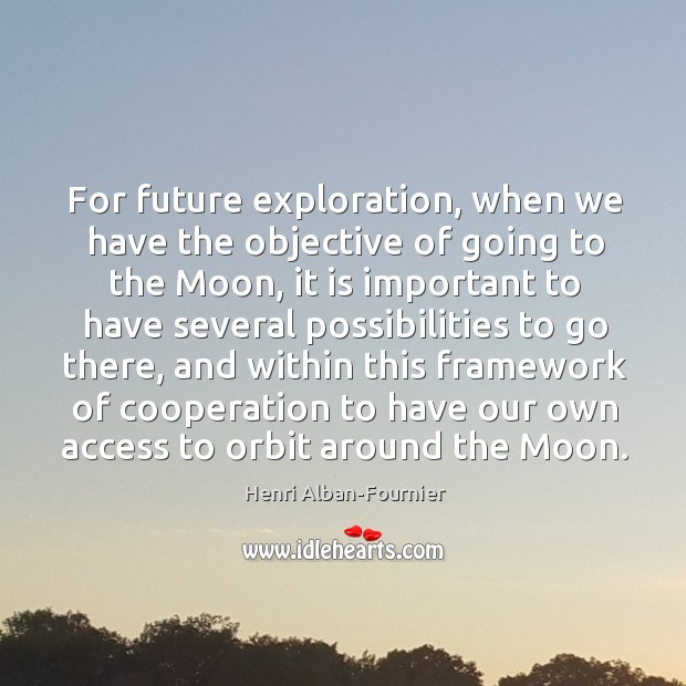 For future exploration, when we have the objective of going to the moon, it is important to Access Quotes Image
