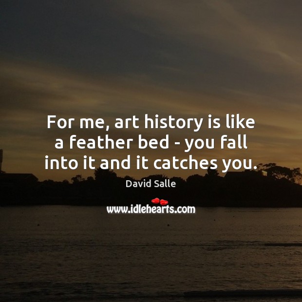 For me, art history is like a feather bed – you fall into it and it catches you. David Salle Picture Quote
