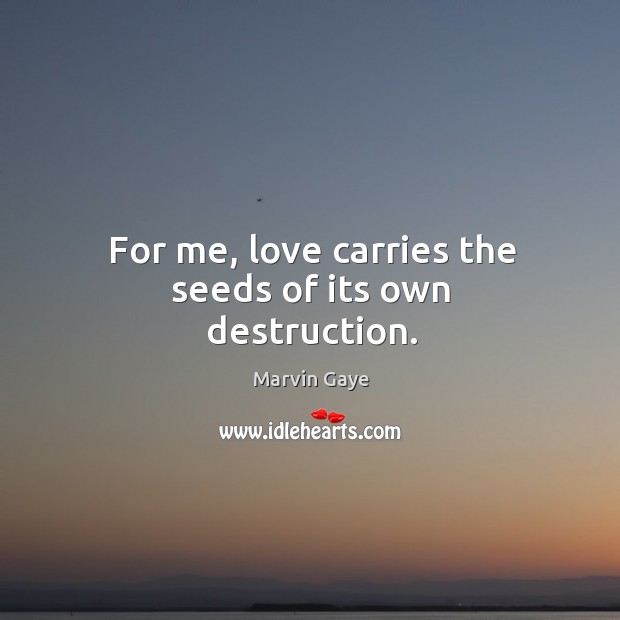 For me, love carries the seeds of its own destruction. Marvin Gaye Picture Quote