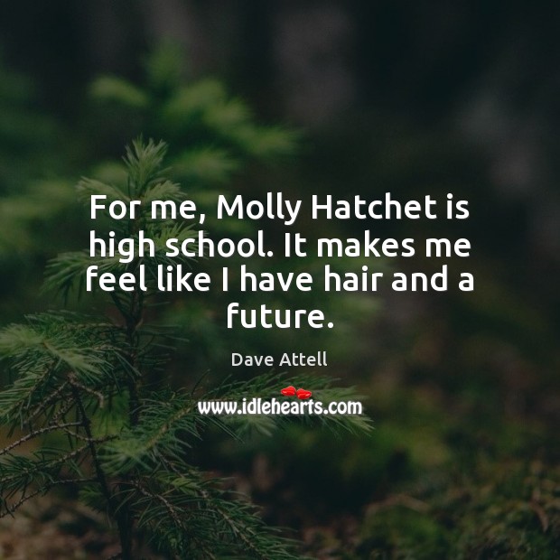For me, Molly Hatchet is high school. It makes me feel like I have hair and a future. Dave Attell Picture Quote