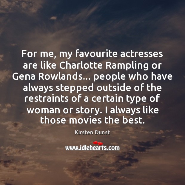 For me, my favourite actresses are like Charlotte Rampling or Gena Rowlands… Kirsten Dunst Picture Quote