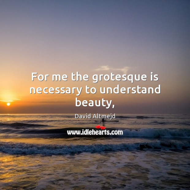 For me the grotesque is necessary to understand beauty, David Altmejd Picture Quote