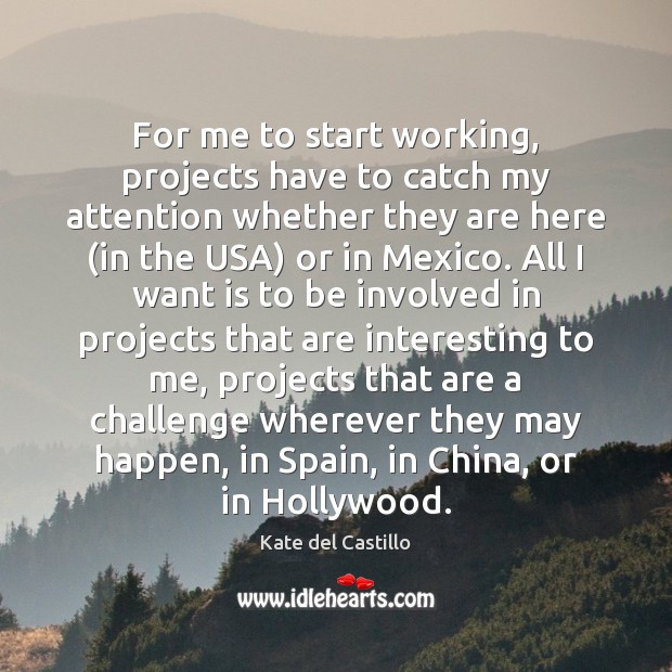 For me to start working, projects have to catch my attention whether Kate del Castillo Picture Quote