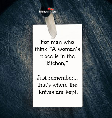 For men who think “a woman’s place is in the kitchen Picture Quotes Image