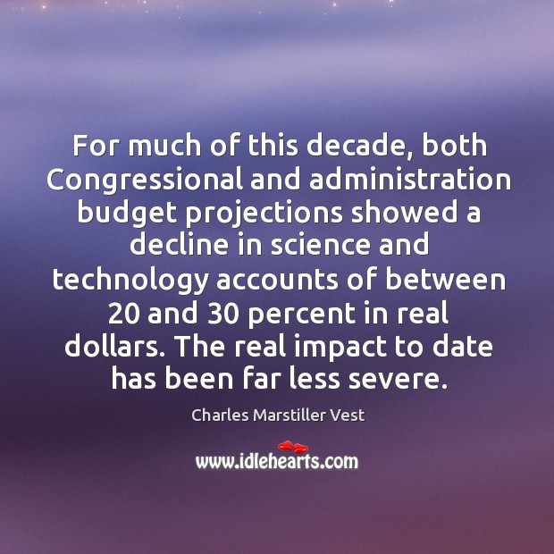 For much of this decade, both congressional and administration budget projections showed a Charles Marstiller Vest Picture Quote