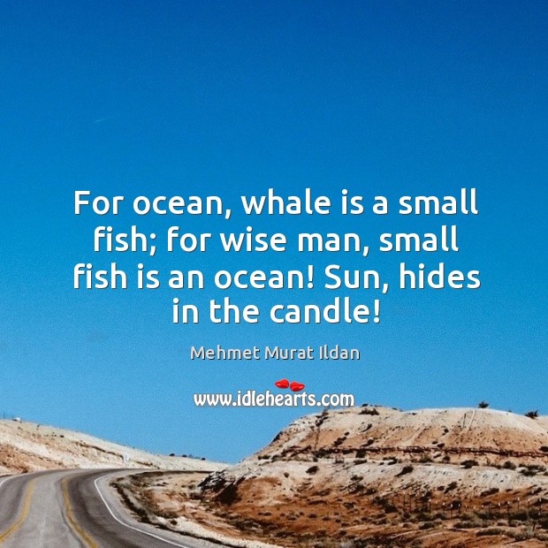 For ocean, whale is a small fish; for wise man, small fish Image