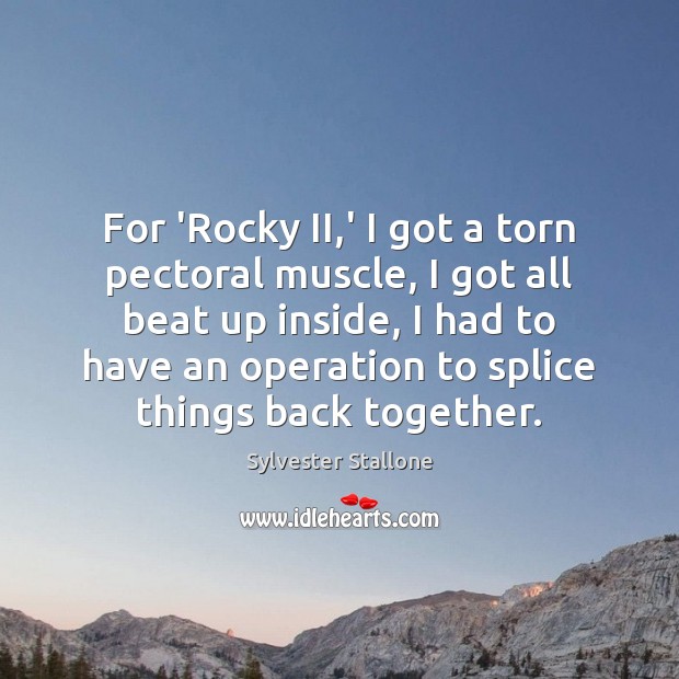 For ‘Rocky II,’ I got a torn pectoral muscle, I got Sylvester Stallone Picture Quote
