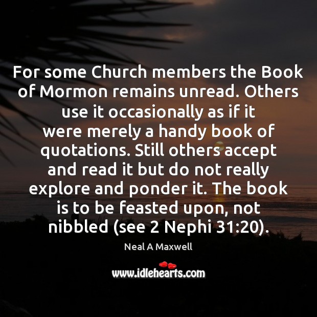 For some Church members the Book of Mormon remains unread. Others use Image