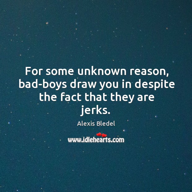For some unknown reason, bad-boys draw you in despite the fact that they are jerks. Alexis Bledel Picture Quote
