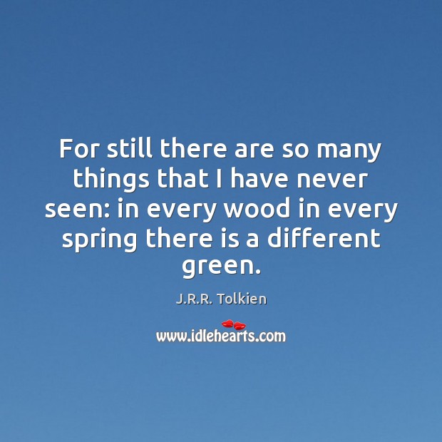 For still there are so many things that I have never seen: J.R.R. Tolkien Picture Quote
