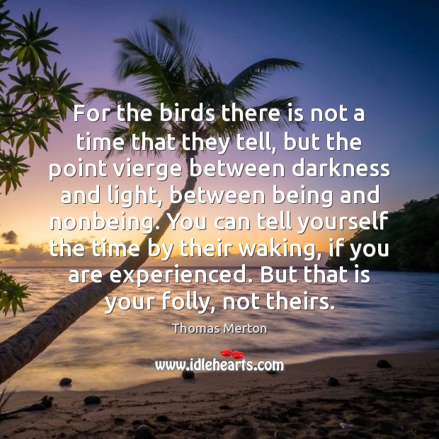 For the birds there is not a time that they tell, but Thomas Merton Picture Quote