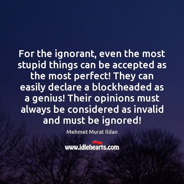 For the ignorant, even the most stupid things can be accepted as Image
