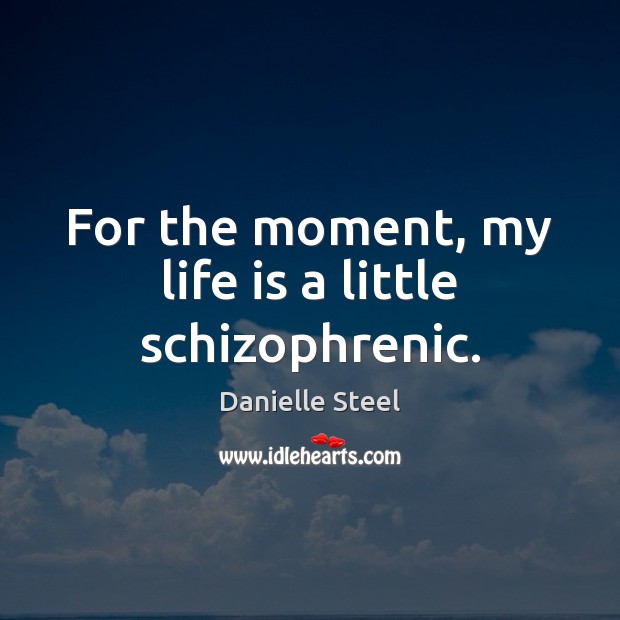For the moment, my life is a little schizophrenic. Danielle Steel Picture Quote