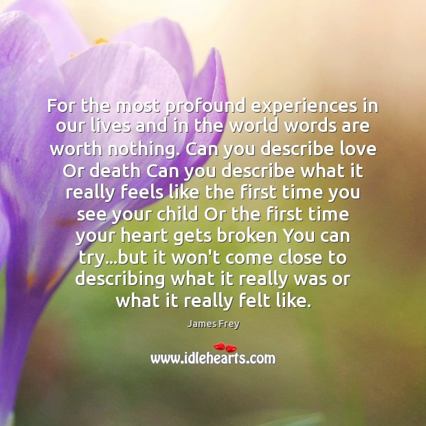 For the most profound experiences in our lives and in the world James Frey Picture Quote