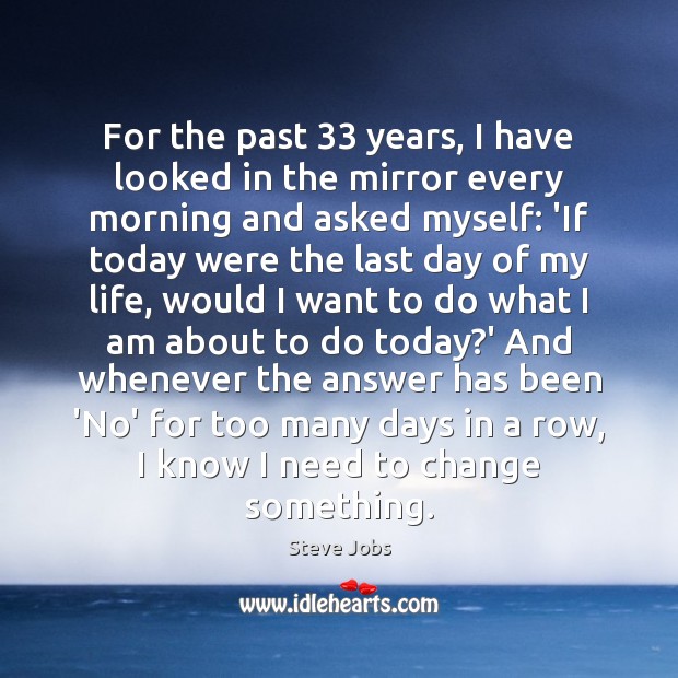 For the past 33 years, I have looked in the mirror every morning Steve Jobs Picture Quote