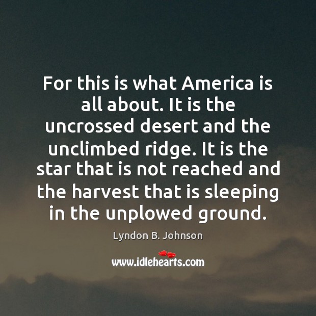 For this is what America is all about. It is the uncrossed Lyndon B. Johnson Picture Quote