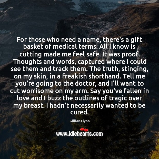 For those who need a name, there’s a gift basket of medical Gillian Flynn Picture Quote