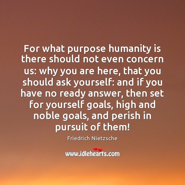 For what purpose humanity is there should not even concern us: why Friedrich Nietzsche Picture Quote