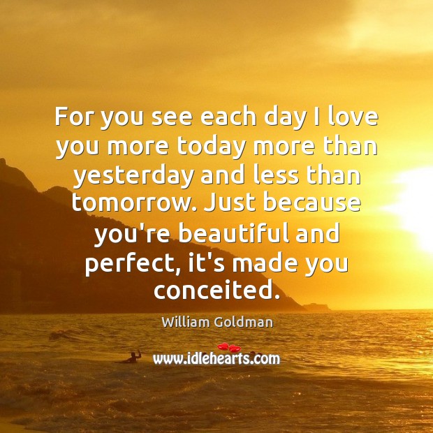 For you see each day I love you more today more than William Goldman Picture Quote