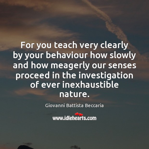 For you teach very clearly by your behaviour how slowly and how Giovanni Battista Beccaria Picture Quote