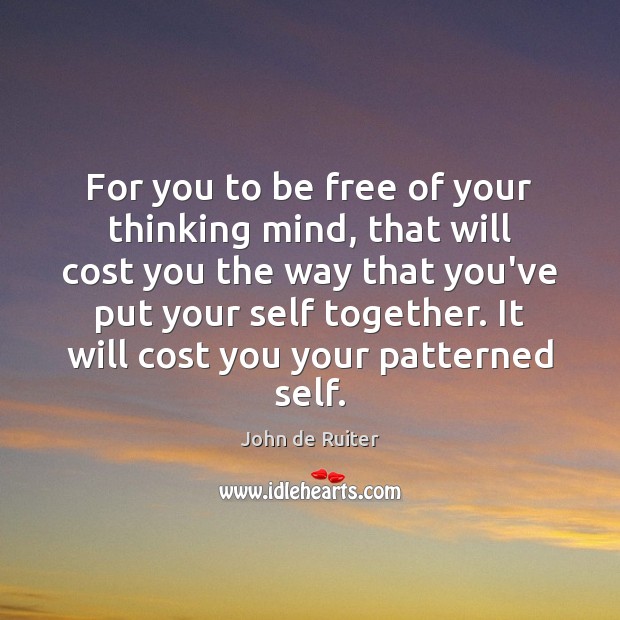 For you to be free of your thinking mind, that will cost John de Ruiter Picture Quote
