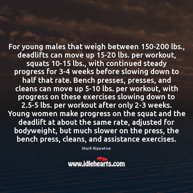 For young males that weigh between 150-200 lbs., deadlifts can move up 15 Mark Rippetoe Picture Quote