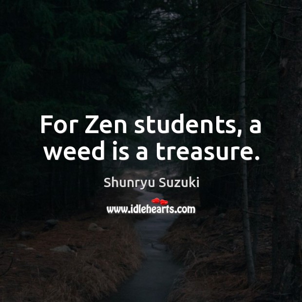 For Zen students, a weed is a treasure. Shunryu Suzuki Picture Quote