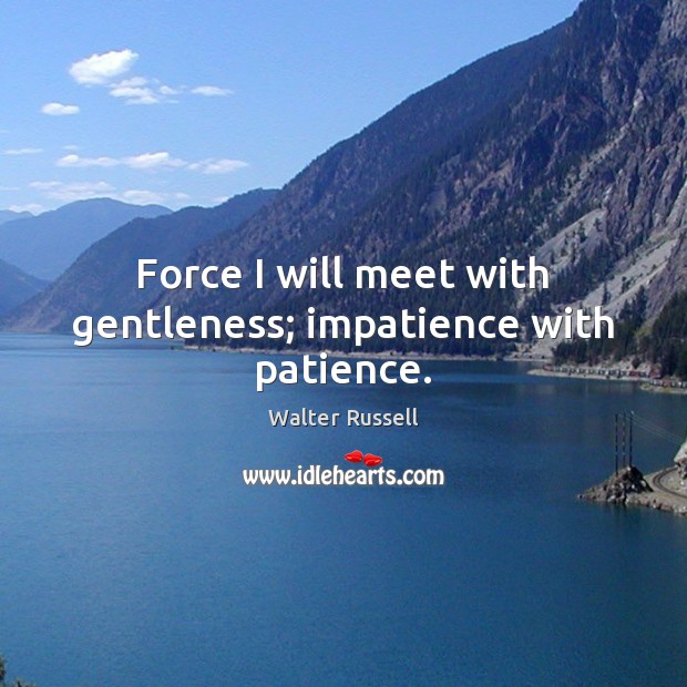 Force I will meet with gentleness; impatience with patience. Walter Russell Picture Quote