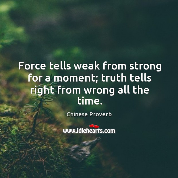 Force tells weak from strong for a moment. Chinese Proverbs Image