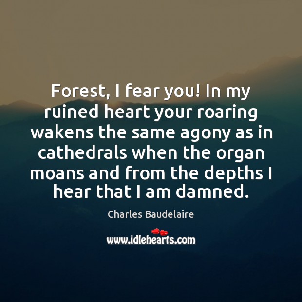 Forest, I fear you! In my ruined heart your roaring wakens the Image