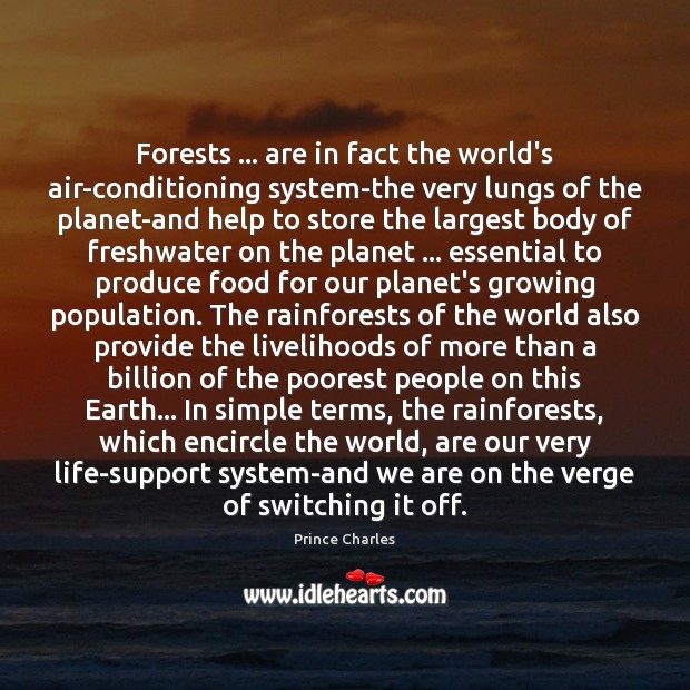 Forests … are in fact the world’s air-conditioning system-the very lungs of the Image