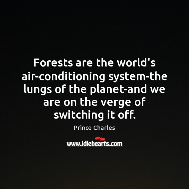 Forests are the world’s air-conditioning system-the lungs of the planet-and we are Image