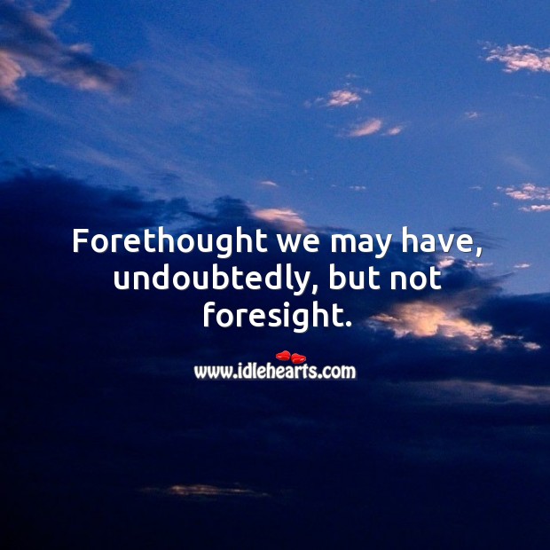 Forethought we may have, undoubtedly, but not foresight. Image